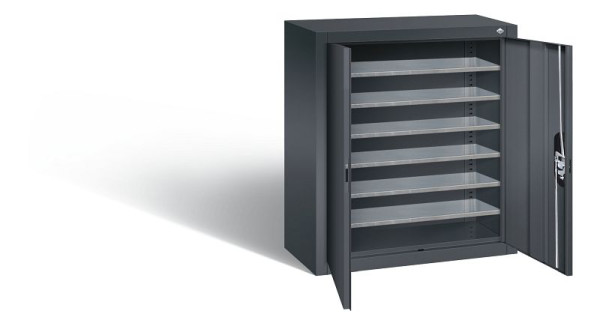 C+P tijdschriftenkast serie 13, H830xB700xD300mm, kleur: zwart-grijs, verzonken handgreep, 134013-20 S10068