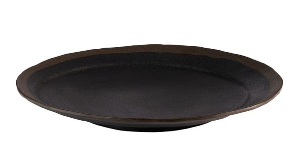 APS bord -MARONE-, Ø 28 cm, hoogte: 3,5 cm, melamine, zwart, met bruine rand, 84730
