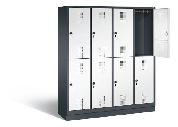 C+P locker, dubbellaags Evolo, H1800xB1590xD500mm, kleur: zwartgrijs / verkeerswit, 48320-42 S10319