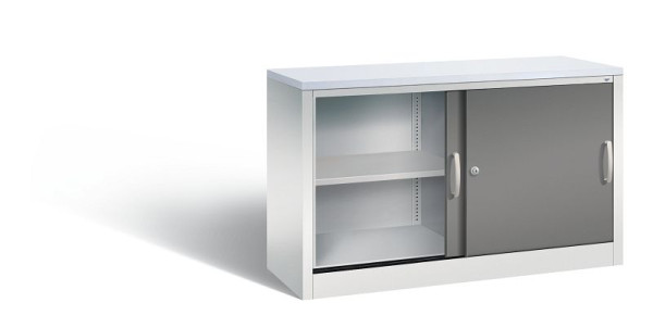 C+P dressoir met schuifdeuren Acurado, H720xB1200xD400mm, kleur: lichtgrijs / vulkaangrijs, beugelgreep, 2 niveaus, 5723-00 S10365
