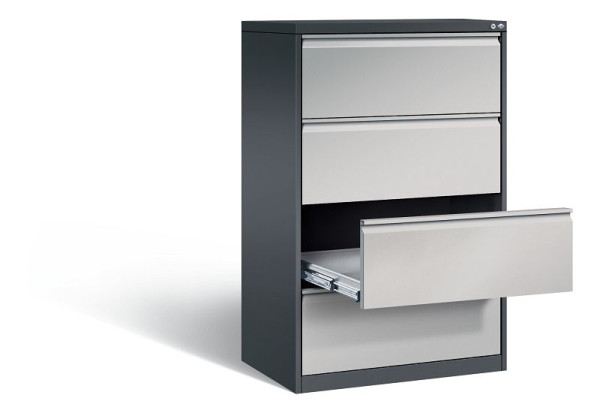C+P archiefkast Acurado, H1357xW787xD590mm, kleur: zwart-grijs/wit aluminium, handgreep, 12934-322 S10028