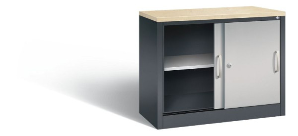 C+P dressoir met schuifdeuren Acurado, H720xB1000xD400mm, kleur: zwart grijs/wit aluminium, beugelgreep, 2 niveaus, 5725-00 S10123