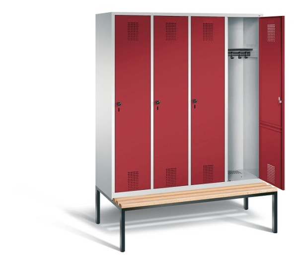 C+P Evolo kleerkast, H2090xW1590xD815mm, kleur: lichtgrijs/robijnrood, 48050-42 S10011
