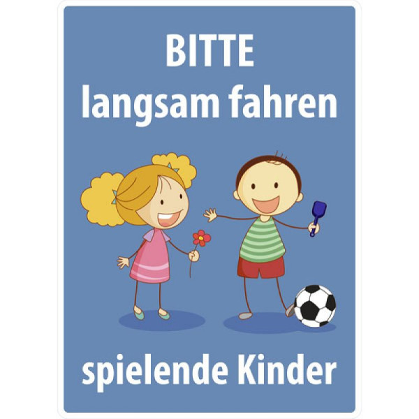 Stein HGS HGS kinderbord, Rijd alsjeblieft langzaam, spelende kinderen, 52.5473