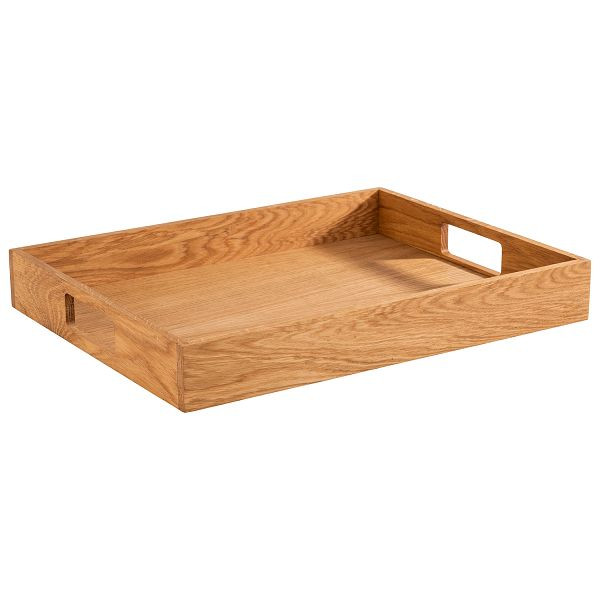APS dienblad, 45 x 35 x 6 cm, eikenhout, geolied, met 2 verzonken handgrepen, 00761