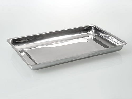 DENIOS laboratoriumschaal van roestvrij staal 1.4301, lage vorm, 280 x 180 mm, verpakking van 10, 309803