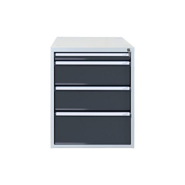 ADB ladekast met vier laden, buitenafmetingen corpus HxBxD: 650x535x700 mm, corpuskleur: antracietgrijs, 51524