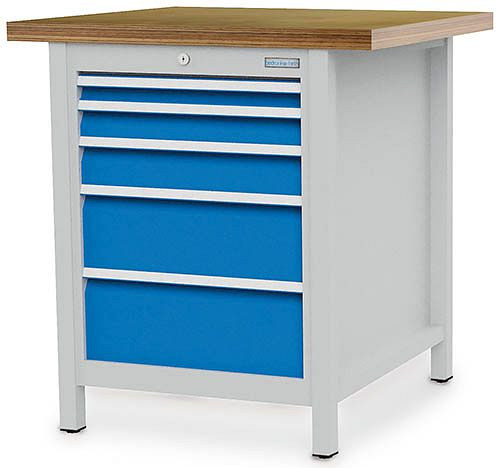 Bedrunka + Hirth box werkbank serie 810 R18-24, 1x 50, 1x 75, 1x 100, 1x 175, 1x 200 mm, lade volledig uittrekbaar 100%, 810 x 750 x 859 mm, 03.055.06V
