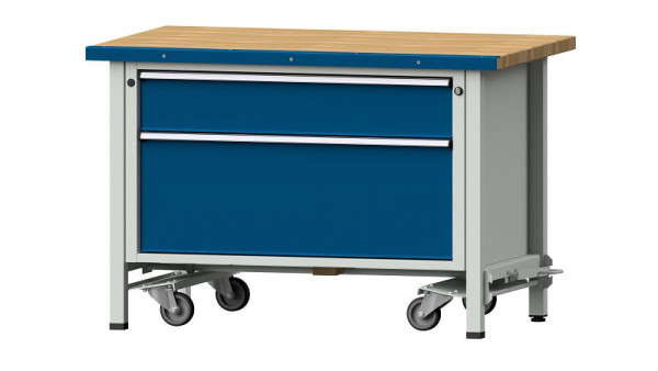 ANKE werkbanken kistwerkbank, model 15 VX, 1270 x 800 x 840 mm, RAL 7035/5010, BMP 40 mm, met neerlaatbare aandrijfinrichting, 340.072