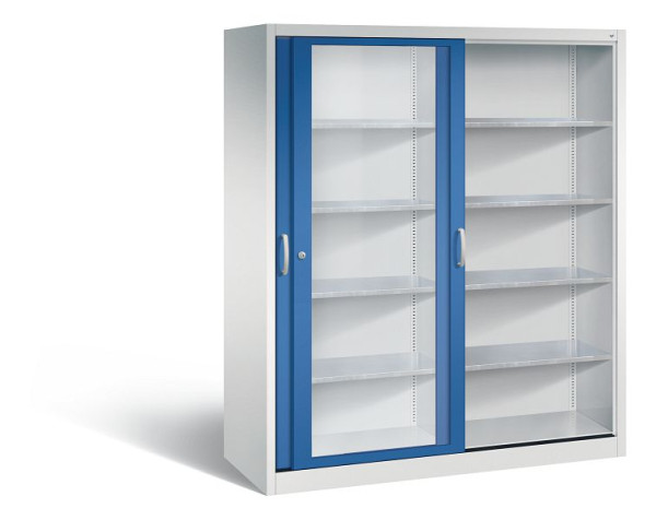 C+P schuifdeurkast Acurado, H1950xB1600xD600mm, kleur: lichtgrijs / gentiaanblauw, beugelgreep, 2169-055 S10005