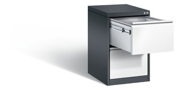 C+P hangarchiefkast Acurado, H733xB433xD590mm, kleur: zwartgrijs / verkeerswit, handgreep, 12412-311 S10070