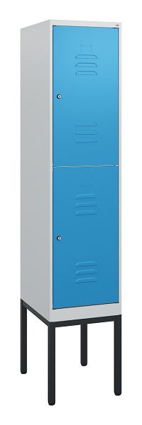 C+P Doppelstöckiger Spind Classic PLUS, Gestell, 1950x400x500mm, 7035/5012, Zylinderschlösser, 0803305-12 S10034