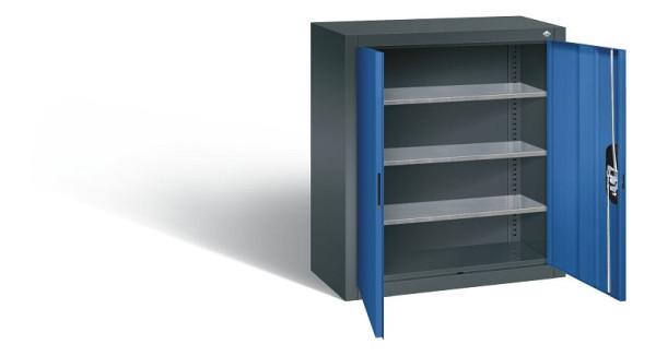 C+P wandkast serie 13, H830xB700xD300mm, kleur: antracietgrijs / gentiaanblauw, verzonken handgreep, 134013-22 S10196