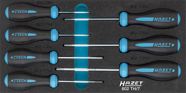 Hazet schroevendraaierset HEXAnamic®, Tamper Resistant TORX® profiel, T8 H - T30 H, aantal gereedschappen: 7, 802TH/7