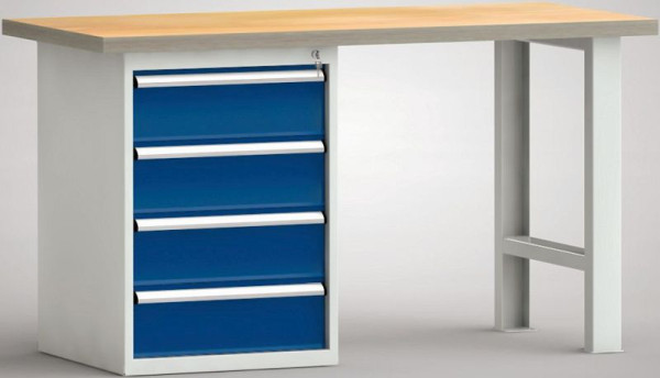 KLW standaard werkbank, 1500 x 700 x 840 mm, met beuken multiplex blad, WS515N-1500M40-E0804