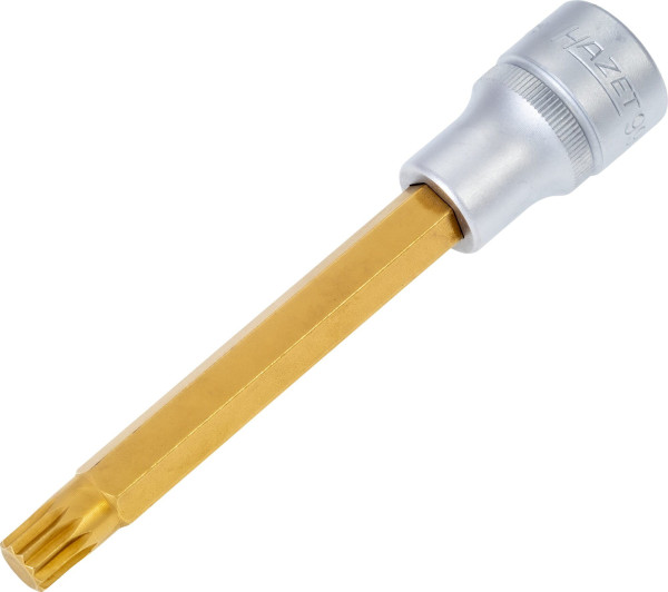 Hazet schroevendraaierdop, hol vierkant 12,5 mm, inwendig meertands profiel XZN, M10, extra lang met karteling, 990SLG-10