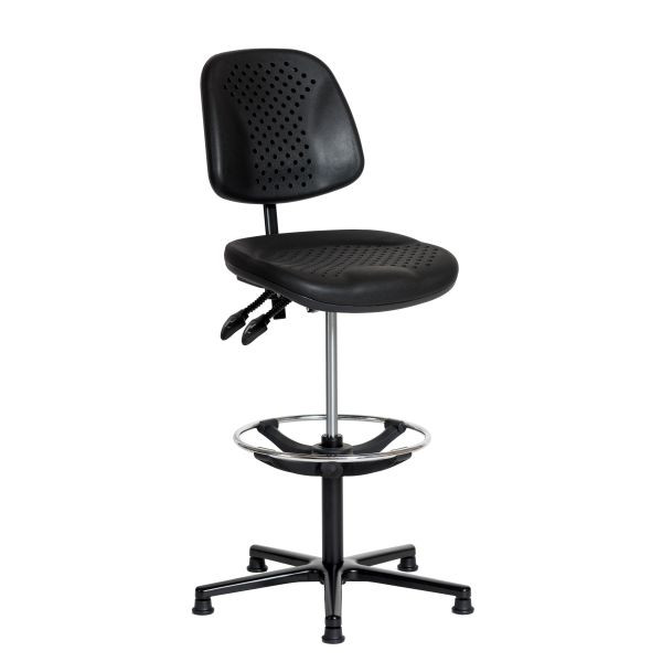 SOFAME werkstoel AIRPLUS met glijders en voetenring, zithoogte 59-85, met zitdiepteverstelling, aluminium onderstel, W050030013