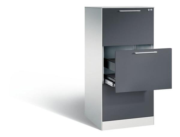 C+P hangarchiefkast Asisto, H1310xB562xD600mm, kleur: lichtgrijs/zwartgrijs, beugelgreep, 146224-301 S10063