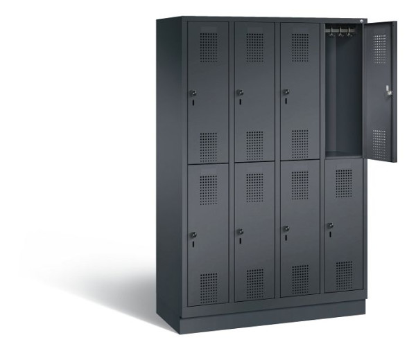 C+P locker dubbeldekker Evolo, H1800xB1190xD500mm, kleur: zwart-grijs, 48320-40 S10051