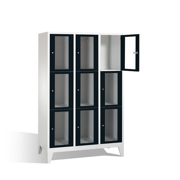 C+P lockerkast Classic, H1850xB1200xD500mm, kleur: lichtgrijs / zwartgrijs, 8010A323 S10005