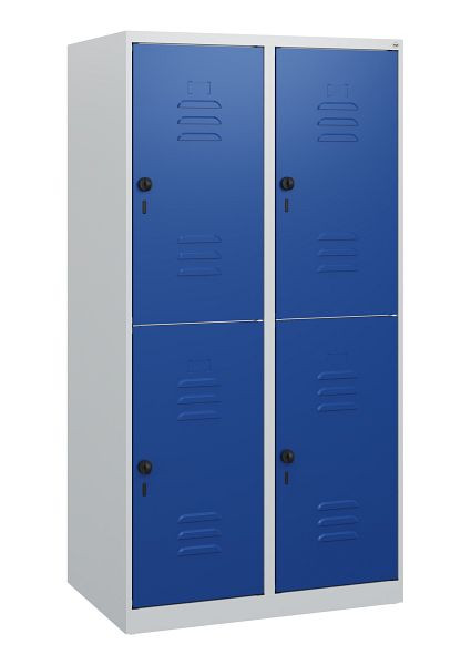 C+P Doppelstöckiger Spind Classic PLUS, 2 Abteile, 1530x800x500mm, 7035/5010, Drehriegel, 0803005-22 S10003