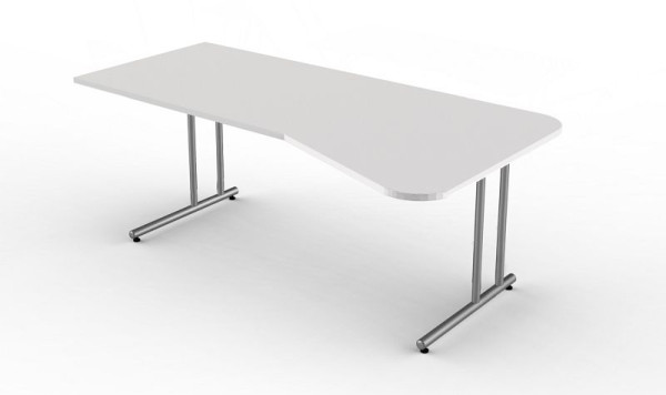 Kerkmann vrijvormtafel met C-voetframe, Start Up, B 1950 mm x D 800/1000 mm x H 750 mm, kleur: lichtgrijs, 11467611