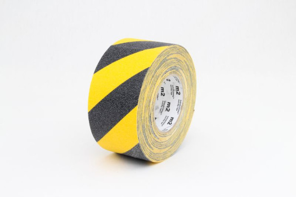 m2 antislip bekleding waarschuwingsmarkering zwart/geel rol 75mmx18,3m, M1WR075183