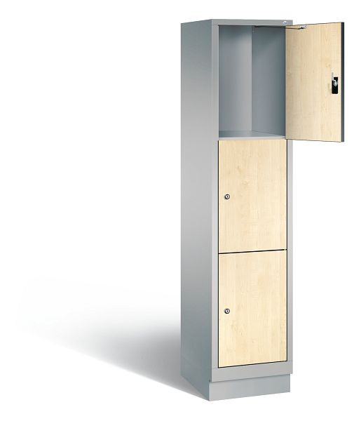 C+P lockerkast Evolo, H1800xB420xD500mm, kleur: wit aluminium / Donau esdoorn decor, 48020-123 S10144
