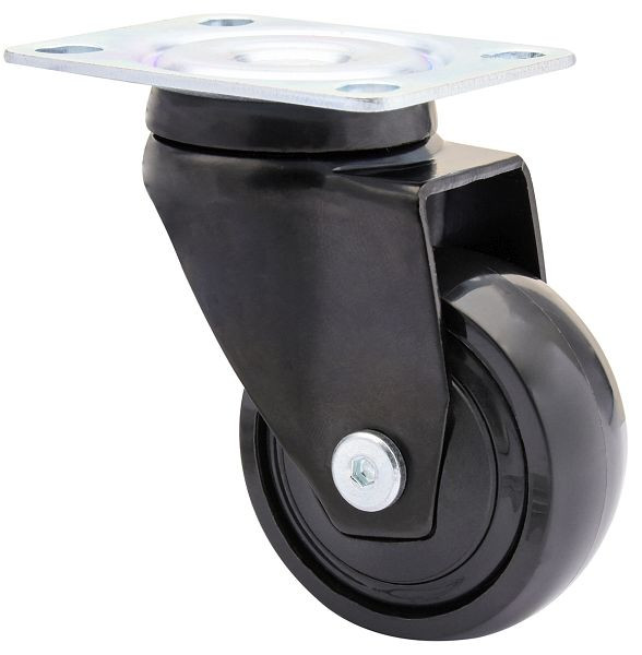 WAGNER Möbel-Lenkrolle 3C-SERIE Durchmesser 50mm, TPE, schwarz, soft, Kugellager Tragkraft 50kg, VE: 4 Stück, 1225201