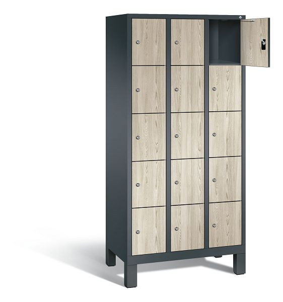C+P lockerkast Evolo, H1850xB900xD500mm, kleur: antracietgrijs / decor Sen ash, 48010-305 S10175