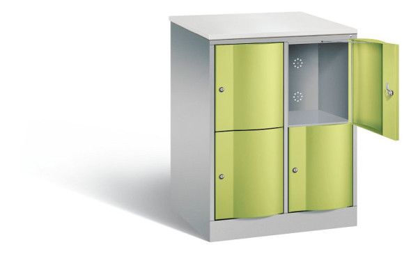 C+P XL lockerkast Resisto, H1077xB772xD640mm, kleur: wit aluminium / virid green, 8472-273 S10059