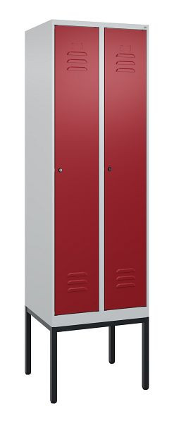 C+P luierkluis Classic PLUS met middenwand, frame, 2 vakken, 2120x600x500mm, 7035/3003, cilindersloten, 0800307-20F S10016