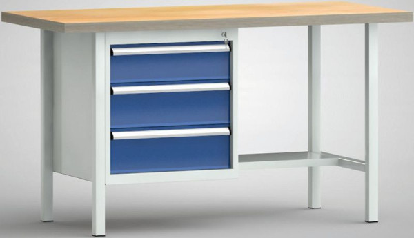KLW standaard werkbank, 1500 x 700 x 840 mm, met beuken multiplex blad, WS118N-1500M40-E1631