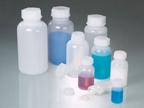 DENIOS fles met wijde hals van PP transparant, 500 ml, verpakking van 72, 309692