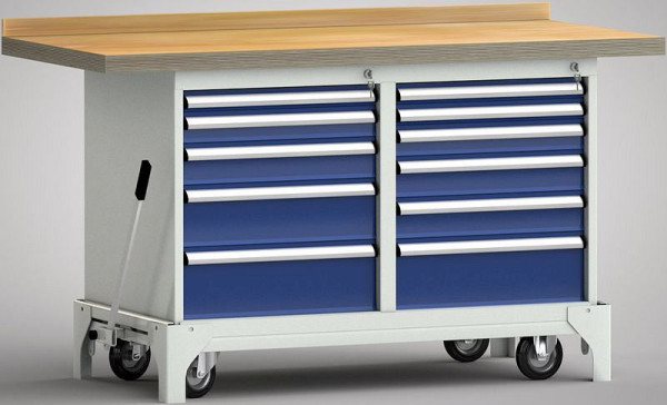 KLW mobiele professionele werkbank - 1500 x 700 x 866 mm L x B x H, WS782N-1500M40-E7030