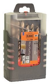 ELMAG HSS Co5 spiraalboorcassette DIN 338, PREMIUM 25 stuks, Ø 1-13mm - titanium, 82030