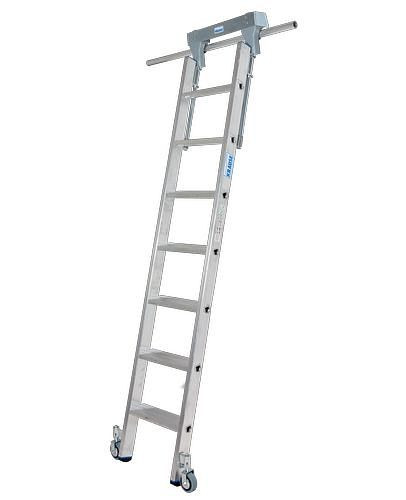 Krause trapladder, aluminium, verrijdbaar, met railsysteem, 7 treden, 257501