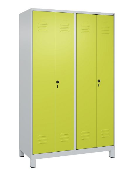C+P Umkleidespind Classic PLUS, Doppel-Spind, Füße, 4 Abteile, 1950x1200x500mm, 7035/0024, Drehriegel, 080012-40P S10016