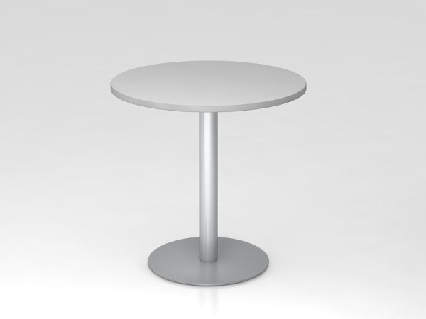 Hammerbacher vergadertafel 80cm rond grijs/zilver, zilver frame, VSTF08/5/S