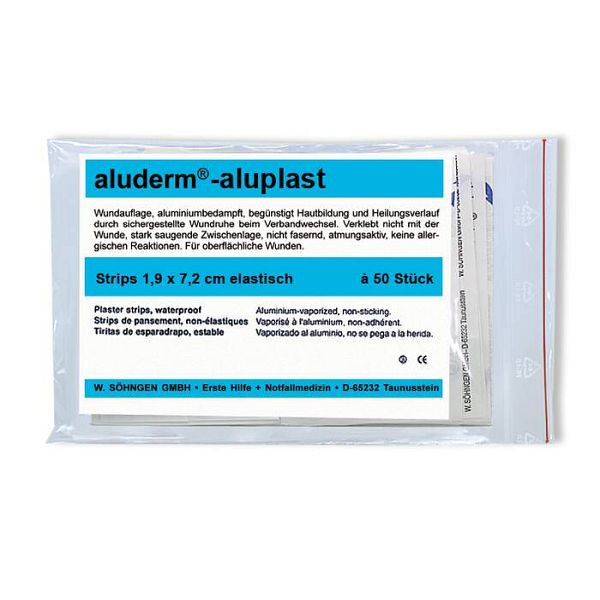 Steen HGS pleisterstrips -aluderm®-aluplast-, 25 mm/50 stuks, stabiel (resistent en waterdicht), 25988