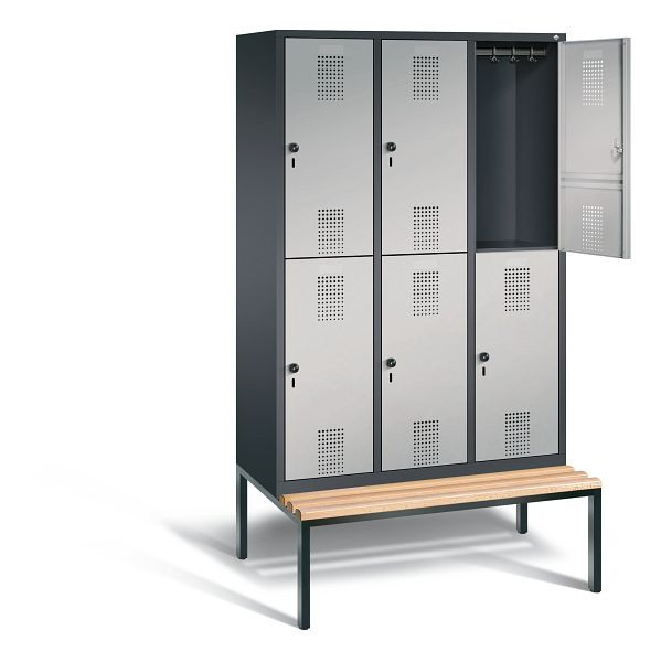 C+P locker dubbeldekker Evolo, H2090xB1200xD815mm, kleur: zwart-grijs/wit aluminium, 48350-32 S10018