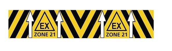 Moravia vloermarkering met explosieveilige druk, zelfklevend, rol 5m, 50mm breed, Ex zone 21, 217903