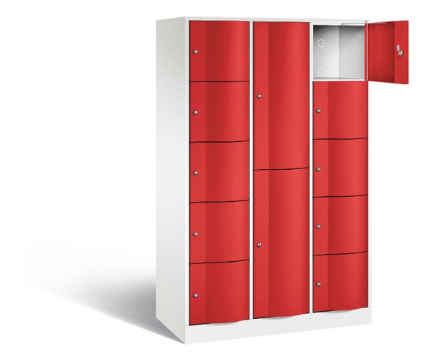 C+P combinatie lockerkast Resisto, H1950xB1148xD540mm, kleur: verkeerswit / vuurrood, 8070-3721 S10036