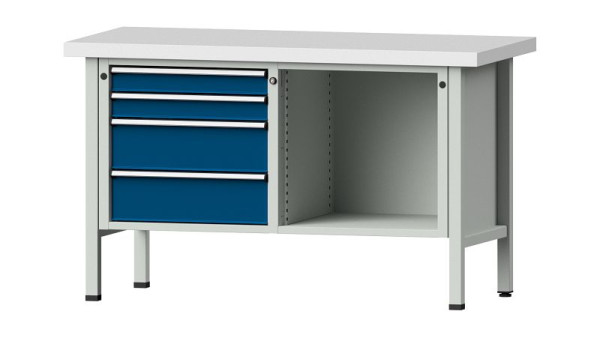 ANKE werkbanken kistwerkbank, model 134 V, 1500 x 700 x 900 mm, RAL 7035/5010, KSP 50 mm, 305.039