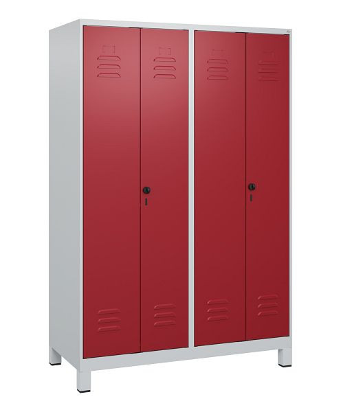 C+P Umkleidespind Classic PLUS SW, Füße, 4 Abteile, 1800x1200x500mm, 7035/3003, Drehriegel, 0800127-40 S10001