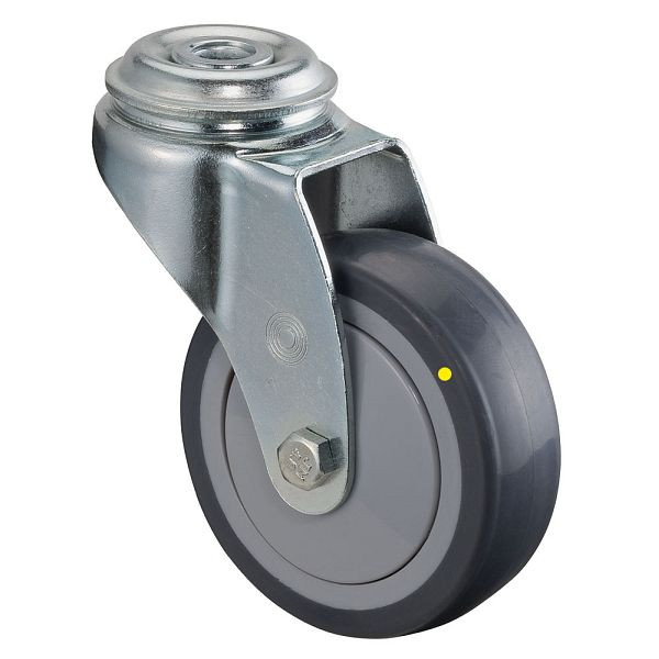 BS rollen apparatenrol, breedte 24 mm, Ø75 mm, tot 60 kg, grijs rubberen loopvlak, elektrisch geleidend, kogellagers, VE = 4 stuks, A301.A89.075