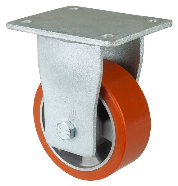 BS Rolls Zwaarlastwiel, bokwiel, breedte 50 mm, Ø125 mm, tot 450 kg, polyurethaan gegoten 95 Shore A, aluminium wiellichaam, kogellager, RR110.B90.125