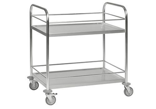 Kongamek RVS plankenwagen KM, 2 planken, 100 kg, 910x590 mm, 4 PU zwenkwielen, rem, RVS rand, 255347