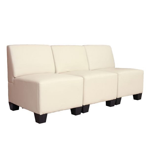 Mendler Modular 3-zits bank Couch Lyon, imitatieleer, creme, zonder armleuningen, 3x21690