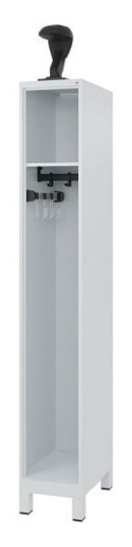 C+P Evolo brandweerkast, model EXPERT, 1 compartiment, H1850B300T500 mm, lichtgrijs, voeten, 0491015-10 S10006